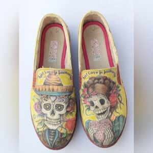 Goby Day of the Dead Slip On SZ US 9.5-10 Forever Love Slip On Canvas Shoes